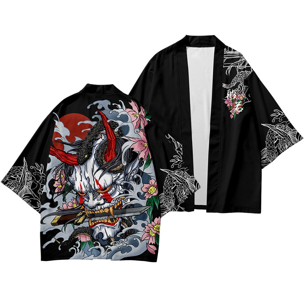 Demon Harajuku Kimono Cosplay Samurai Haori Obi Japanese Streetwear | Japan Apparel