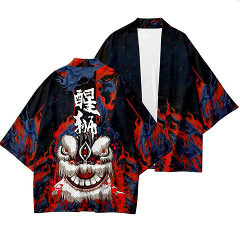 Lion Dance Art Kimono's Unisex | Japan Apparel