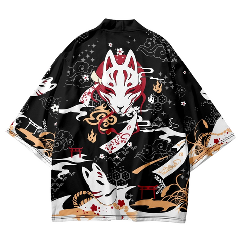 Japanese Kitsune Graphic art Design Kimono Unisex Oversized | Japan Apparel