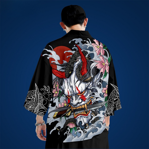 Demon Harajuku Kimono Cosplay Samurai Haori Obi Japanese Streetwear | Japan Apparel