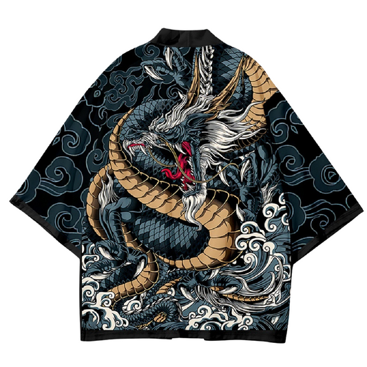 Traditional Japan Dragon Graphic Art Kimono Unisex