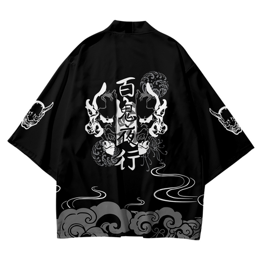 Japan Anime Devil Samurai Harajuku Design Kimono Unisex Oversized | Japan Apparel
