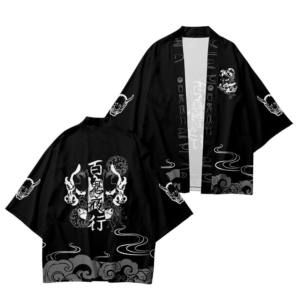 Japan Anime Devil Samurai Harajuku Design Kimono Unisex Oversized | Japan Apparel