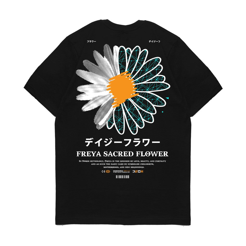 Japan Streetwear Short Sleeve T Shirt - Origin FREYA SACRED SUNFLOWER | Japan Apparel