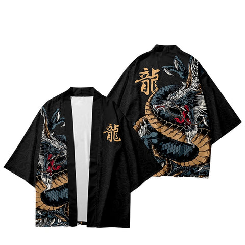 Traditional Japanese Dragon Graphic Art Kimono Unisex Oversized | Japan Apparel