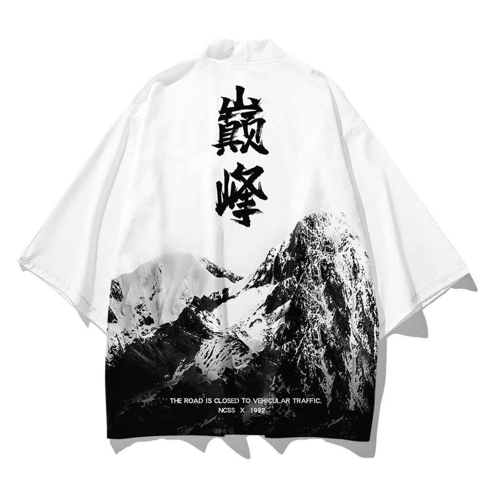 Japan Art Mountain Kanji Kimono - Unisex Oversized | Zewearsy Store