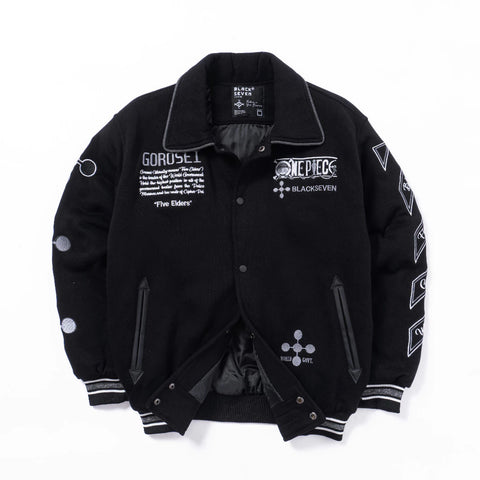 Gorosei Varsity Jacket – One Piece Black Edition | Rare Embroidered Anime Streetwear