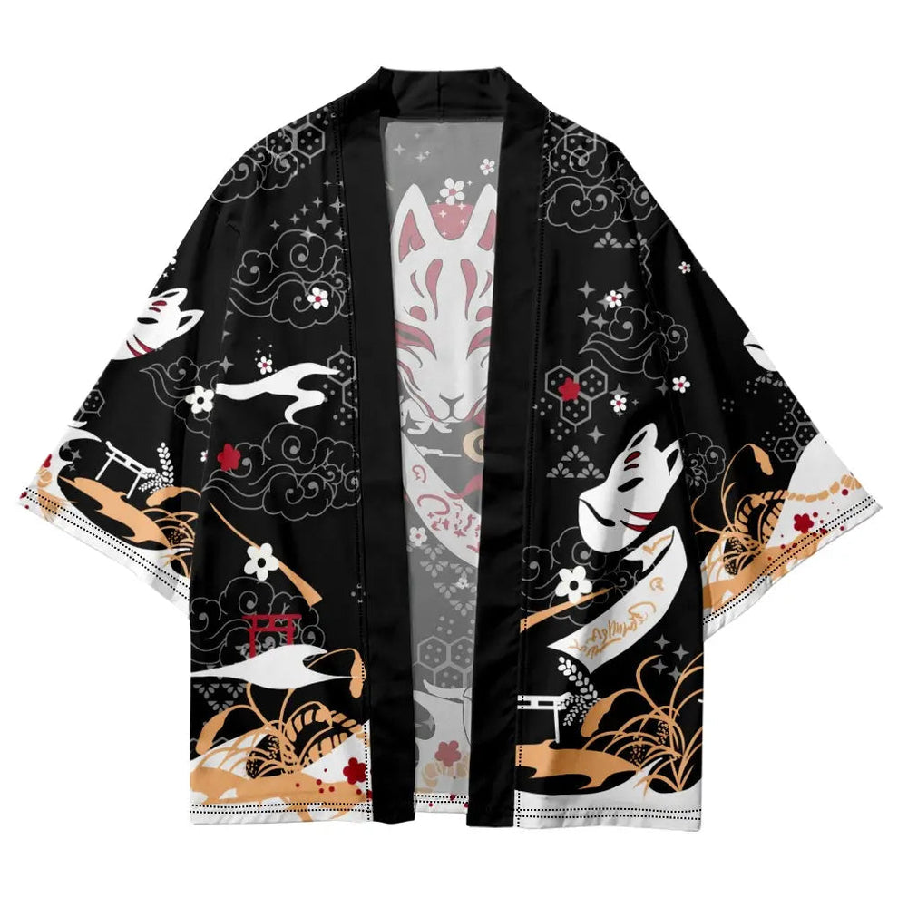 Japanese Kitsune Graphic art Design Kimono Unisex | Zewearsy Store