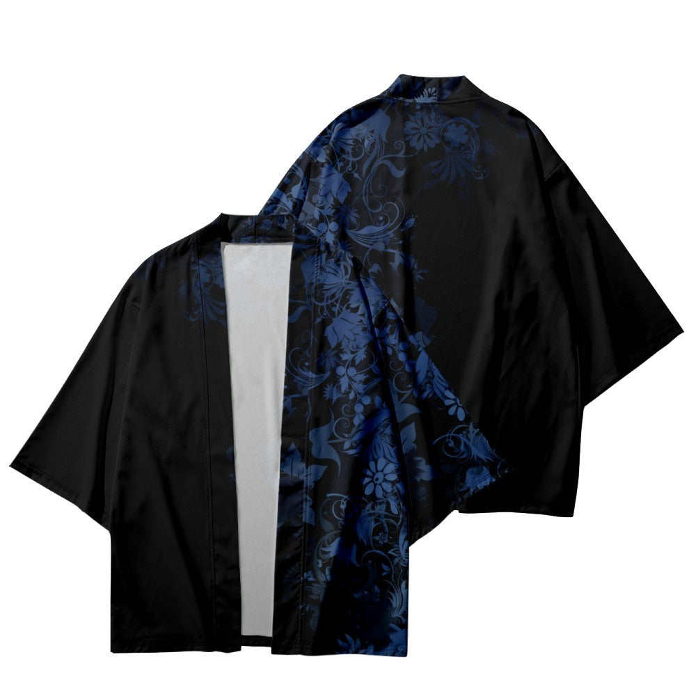 Traditional Chinese Flower Graphic Design Kimono Unisex Oversized | Japan Apparel