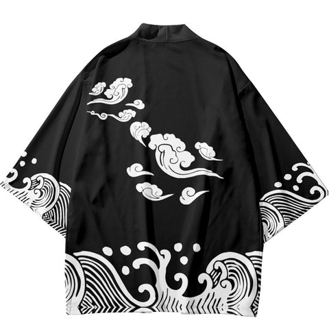 Japan Traditional Art Kimono Black and white color Unisex Oversized | Zewearsy Store