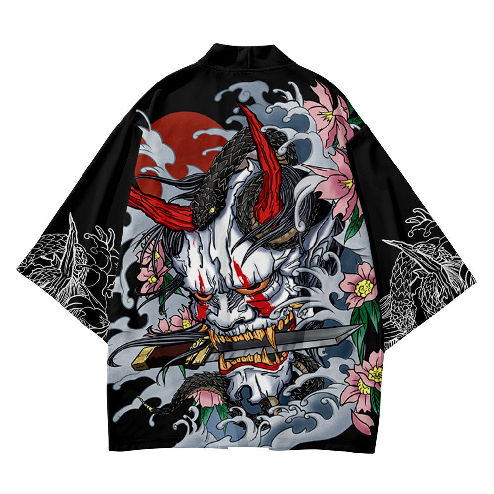 Demon Harajuku Kimono Cosplay Samurai Haori Obi Japanese Streetwear | Japan Apparel