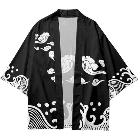 Japan Traditional Art Kimono Black and white color Unisex Oversized | Zewearsy Store