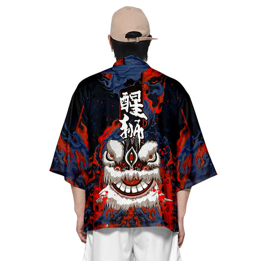 Lion Dance Art Kimono's Unisex | Japan Apparel