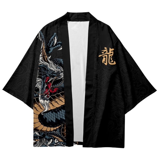 Traditional Japanese Dragon Graphic Art Kimono Unisex Oversized | Japan Apparel