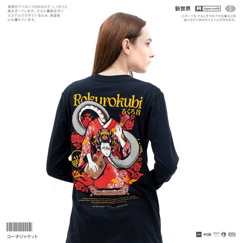 Japanese Long Shirt Sleeve T Shirt Yokai Series ROKUROKUBI | Zewearsy Store