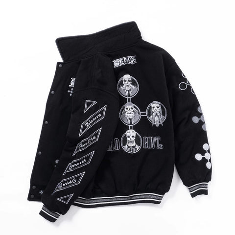 Gorosei Varsity Jacket – One Piece Black Edition | Rare Embroidered Anime Streetwear