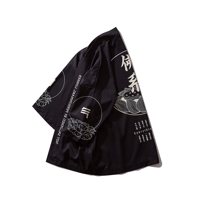 Traditional Japanese Kanji Graphic Art Kimono Unisex Oversized | Japan Apparel