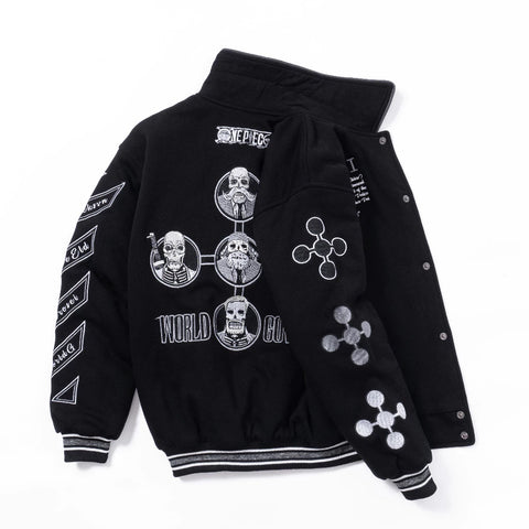 Gorosei Varsity Jacket – One Piece Black Edition | Rare Embroidered Anime Streetwear
