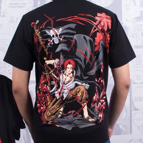 Shanks The Red Hair One Piece Film RED Akagami no Shanks Red Hair Pirates Anime Kaos Clowor T-shirt