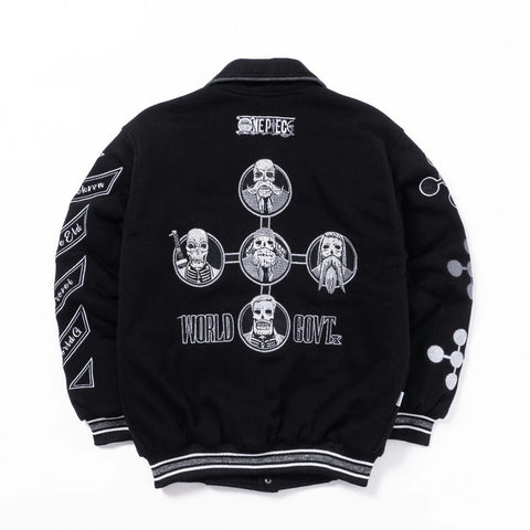Gorosei Varsity Jacket – One Piece Black Edition | Rare Embroidered Anime Streetwear