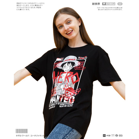 Japan Anime Short Sleeve T Shirt - One Piece LUFFY HERO POSTER | Japan Apparel