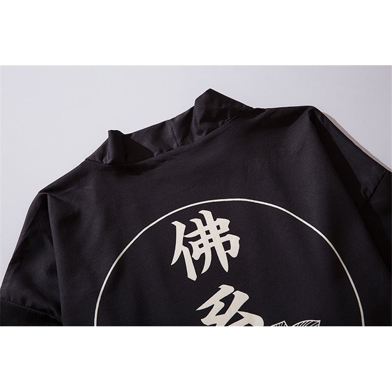 Traditional Japanese Kanji Graphic Art Kimono Unisex Oversized | Japan Apparel