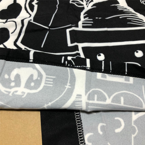 Black White Comic Cartoon Kimono Unisex Oversized | Japan Apparel