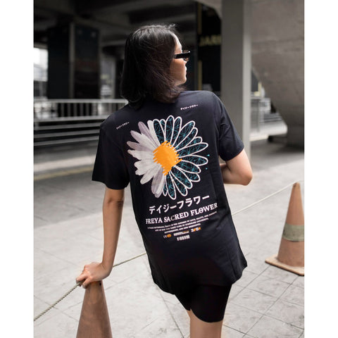 Japan Streetwear Short Sleeve T Shirt - Origin FREYA SACRED SUNFLOWER | Japan Apparel