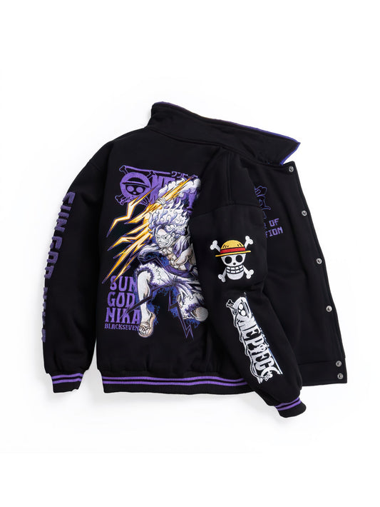 One Piece Gear 5 Varsity Jacket Full Embroidery Japan Fashion - Sun God Nika Gear 5 | Zewearsy Store