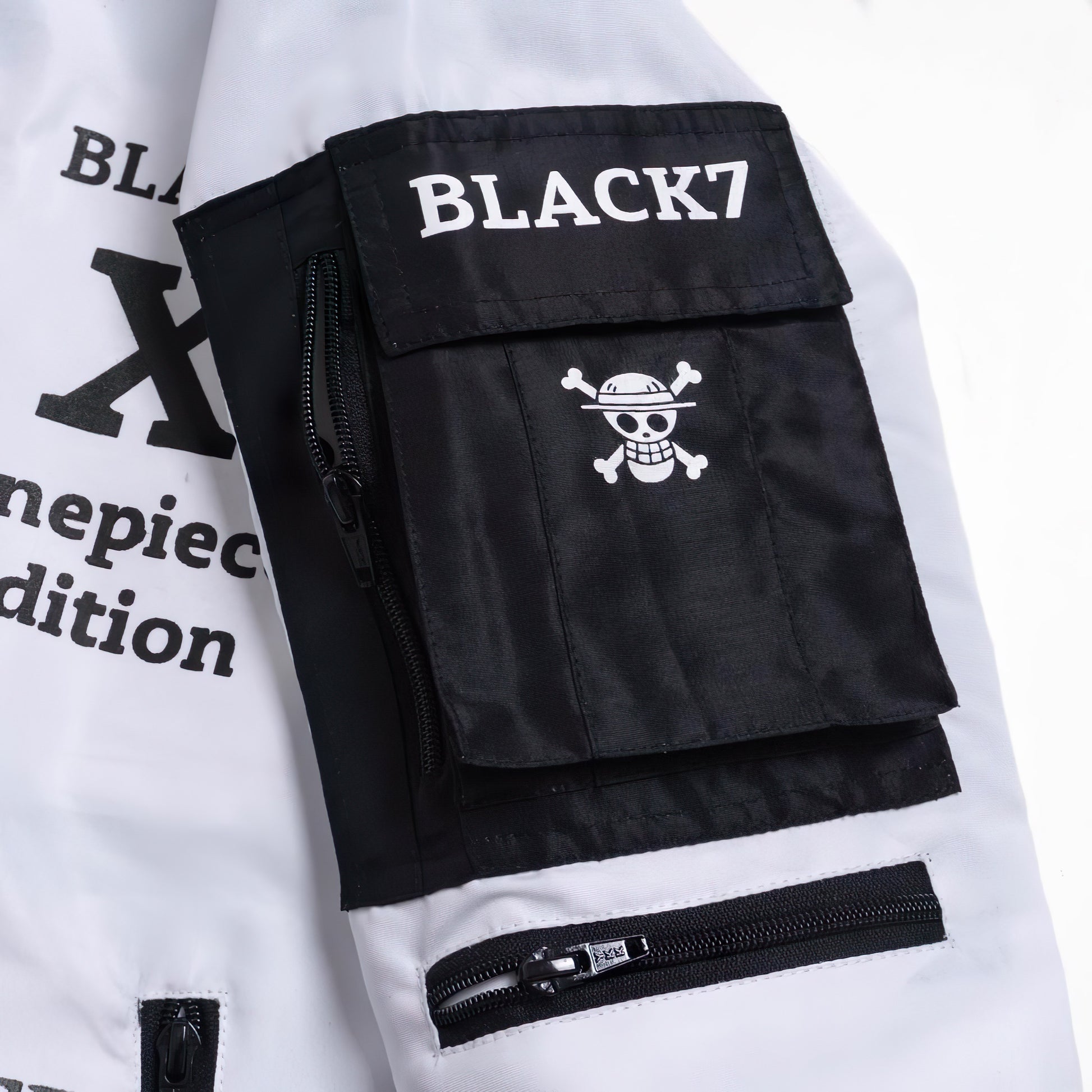 One Piece Luffy Gear 5 Bomber Jacket Windbreaker Cyberpunk Edition Black and White - Japan Fashion | Zewearsy Store