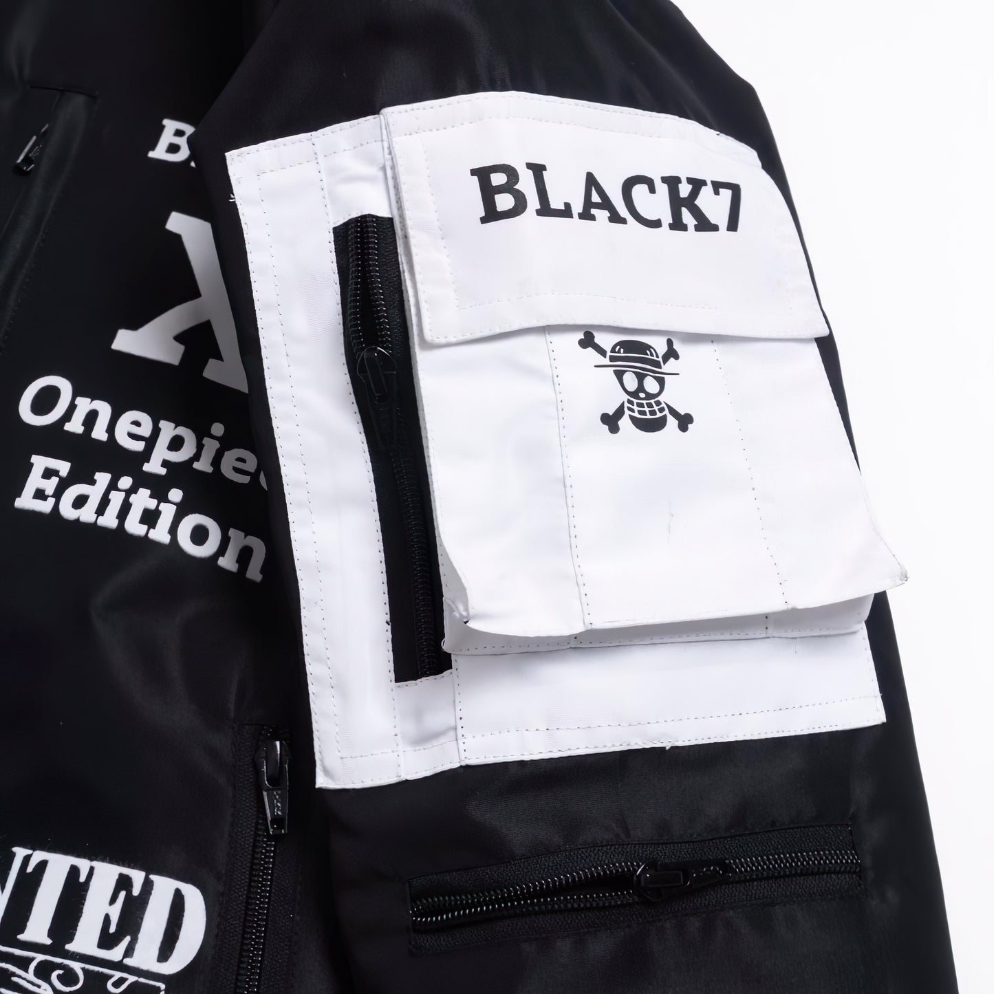 One Piece Luffy Gear 5 Bomber Jacket Windbreaker Cyberpunk Edition Black and White - Japan Fashion | Zewearsy Store