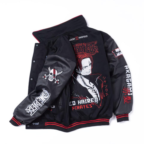 One Piece Varsity Jacket Akagami No Shanks - Red Hair Pirates - Japan Fashion | Zewearsy Store