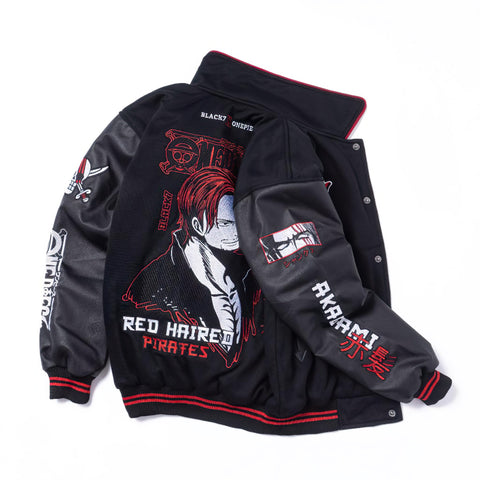 One Piece Varsity Jacket Akagami No Shanks - Red Hair Pirates - Japan Fashion | Zewearsy Store
