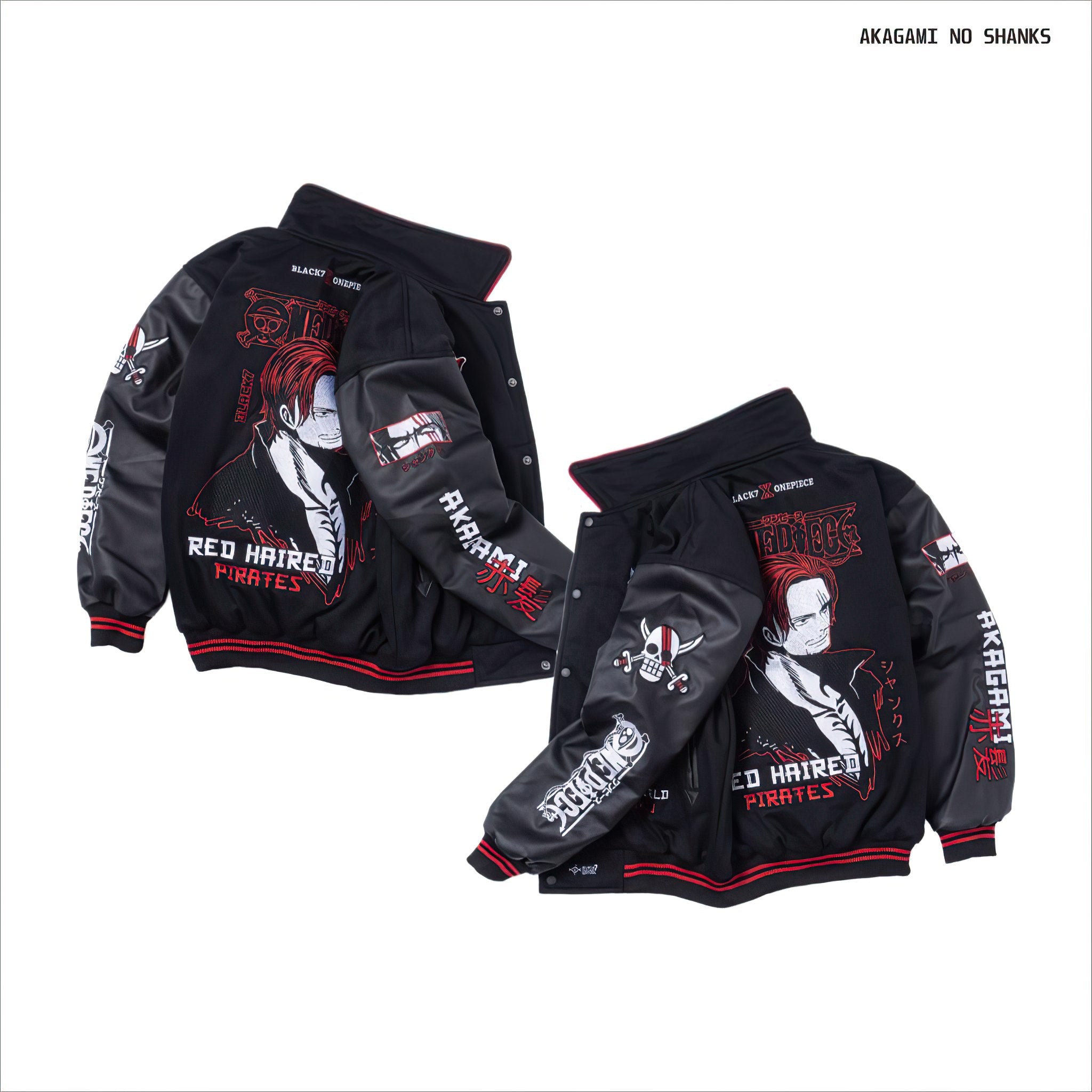 One Piece Varsity Jacket Akagami No Shanks - Red Hair Pirates - Japan Fashion | Zewearsy Store