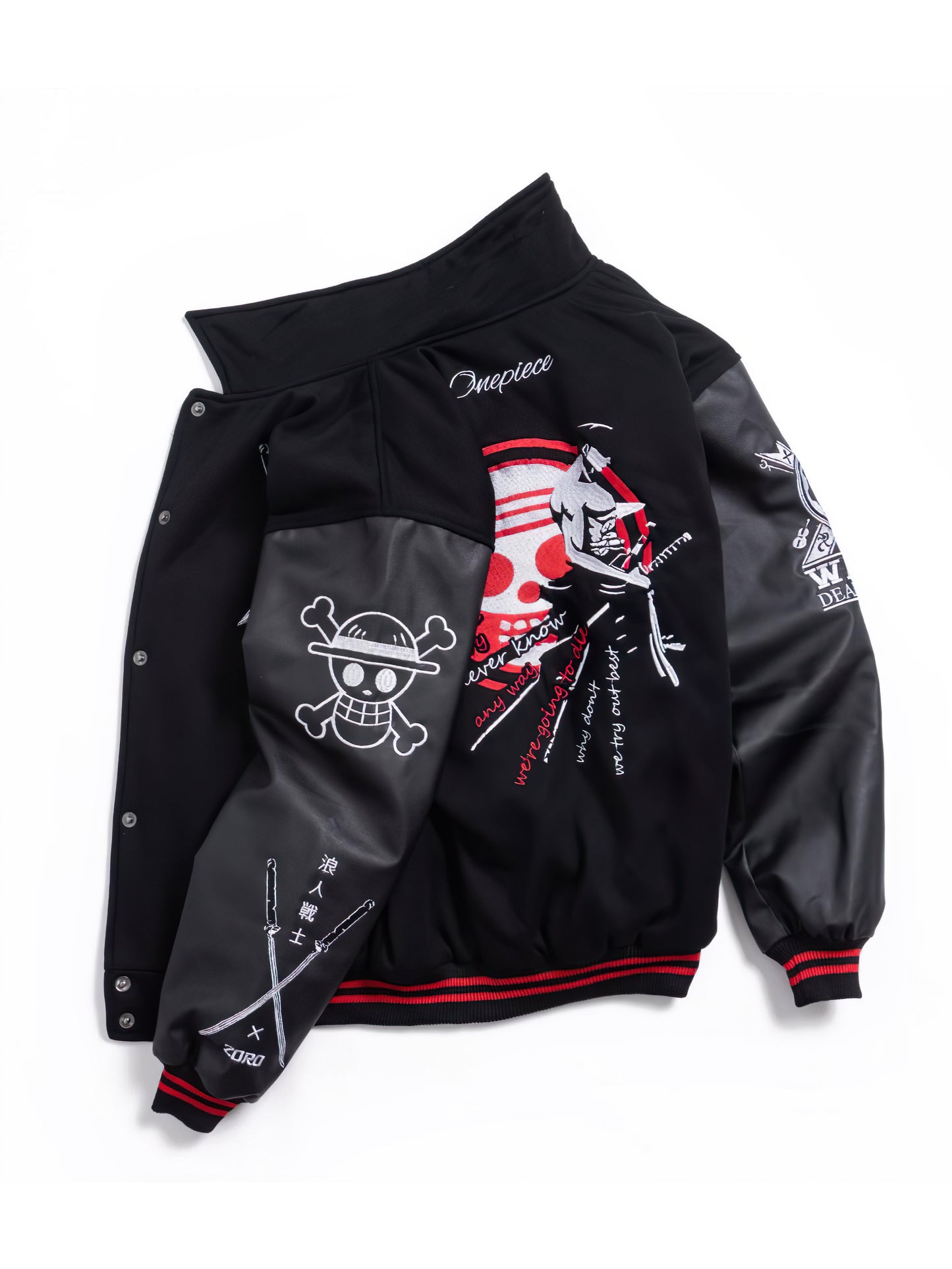 Zoro One Piece Varsity Jacket Red Samurai Edition - Japan Fashion | Zewearsy Store