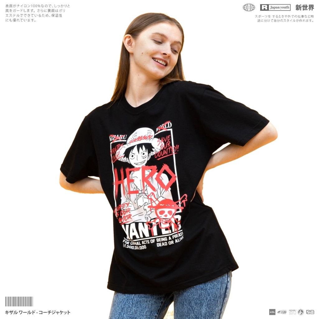 Japan Anime Short Sleeve T Shirt - One Piece LUFFY HERO POSTER | Japan Apparel