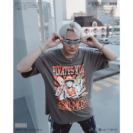 Japan Anime Short Sleeve T Shirt - Vintage Series One Piece PIRATES KING | Japan Apparel | Zewearsy Store