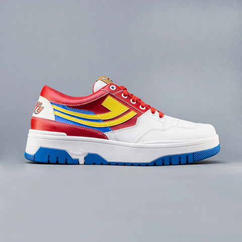 One Piece Luffy sneakers side view with red white and blue details