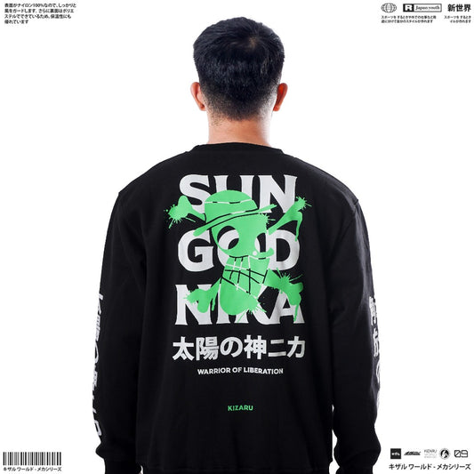 Black Crewneck Sweater Anime One Piece LUFFY SUN GOD NIKA | Japan Apparel | Zewearsy Store