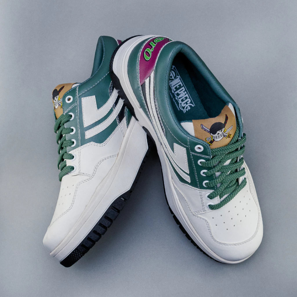 One Piece Zoro sneakers with themed box and accessories