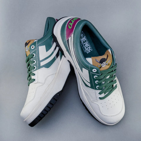 One Piece Zoro sneakers with themed box and accessories