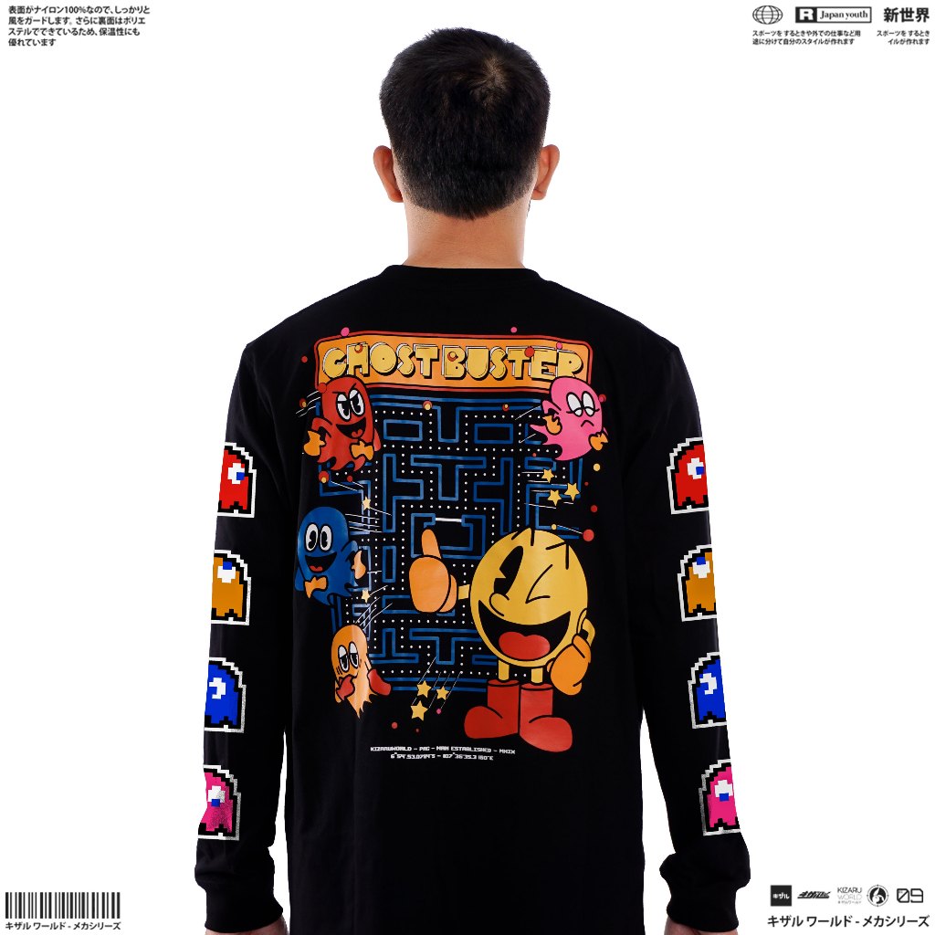 Japanese Long Sleeve T Shirt Origin GAME PACMAN | Zewearsy Store