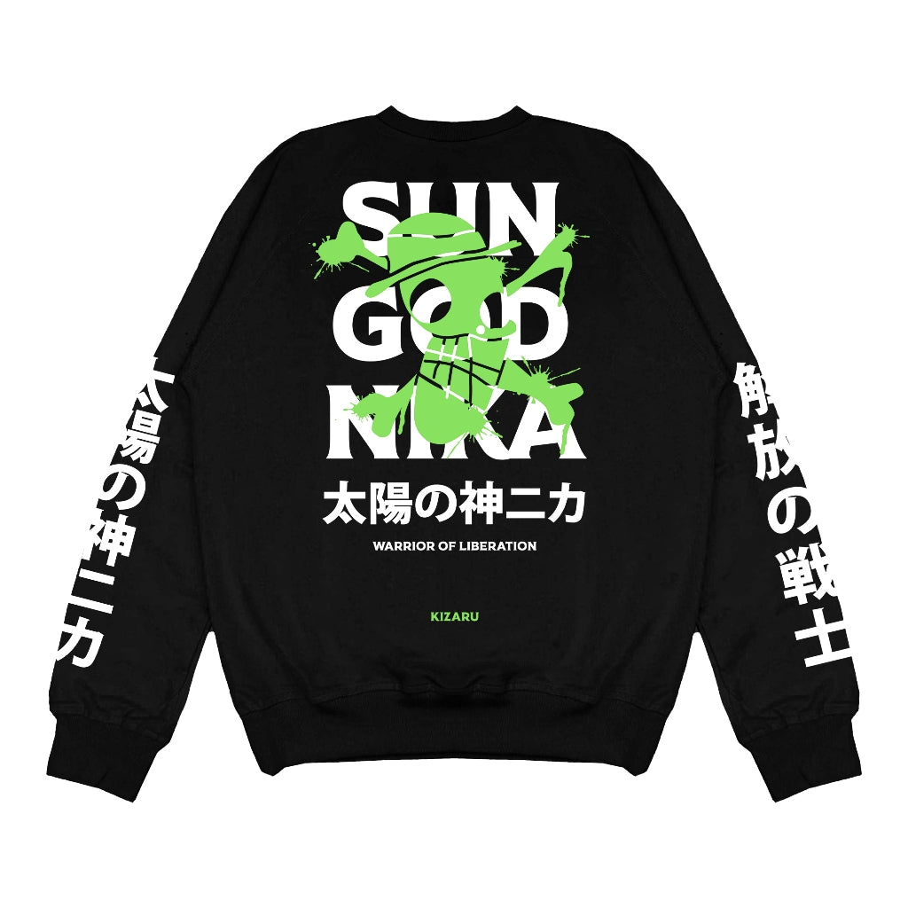 Black Crewneck Sweater Anime One Piece LUFFY SUN GOD NIKA | Japan Apparel | Zewearsy Store