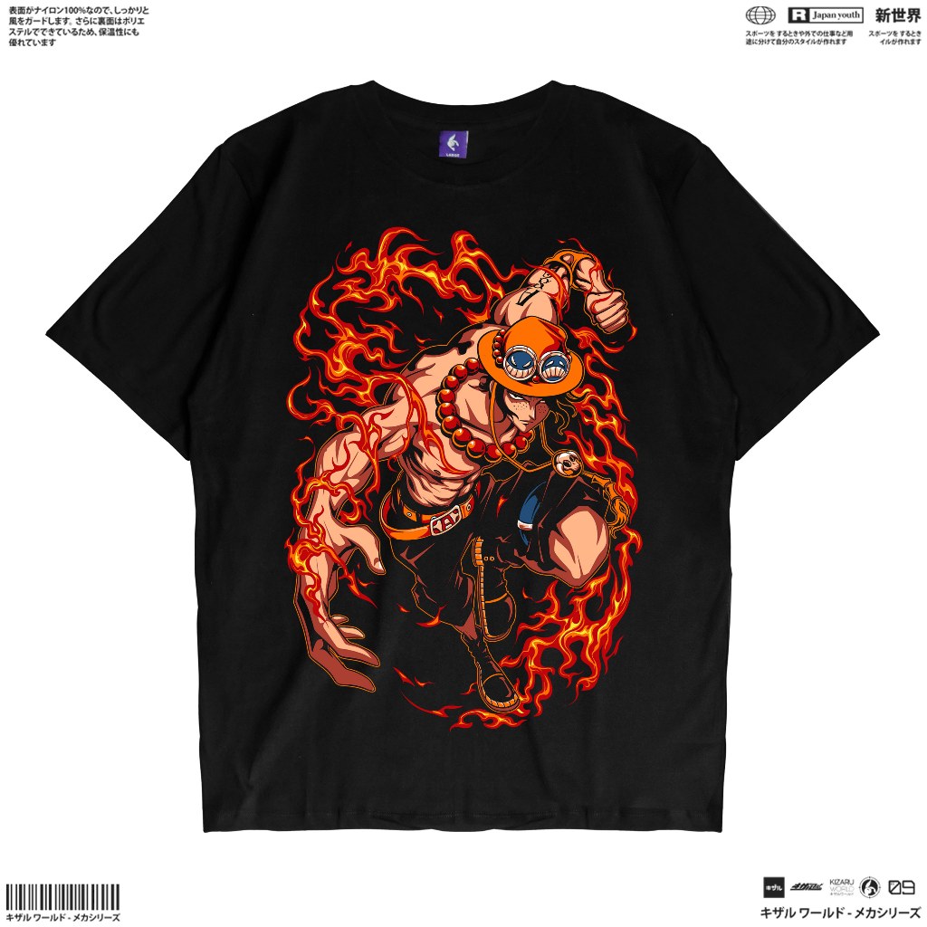 Japan Anime Short Sleeve T Shirt - One Piece PORTGAS D ACE V2 | Japan Apparel