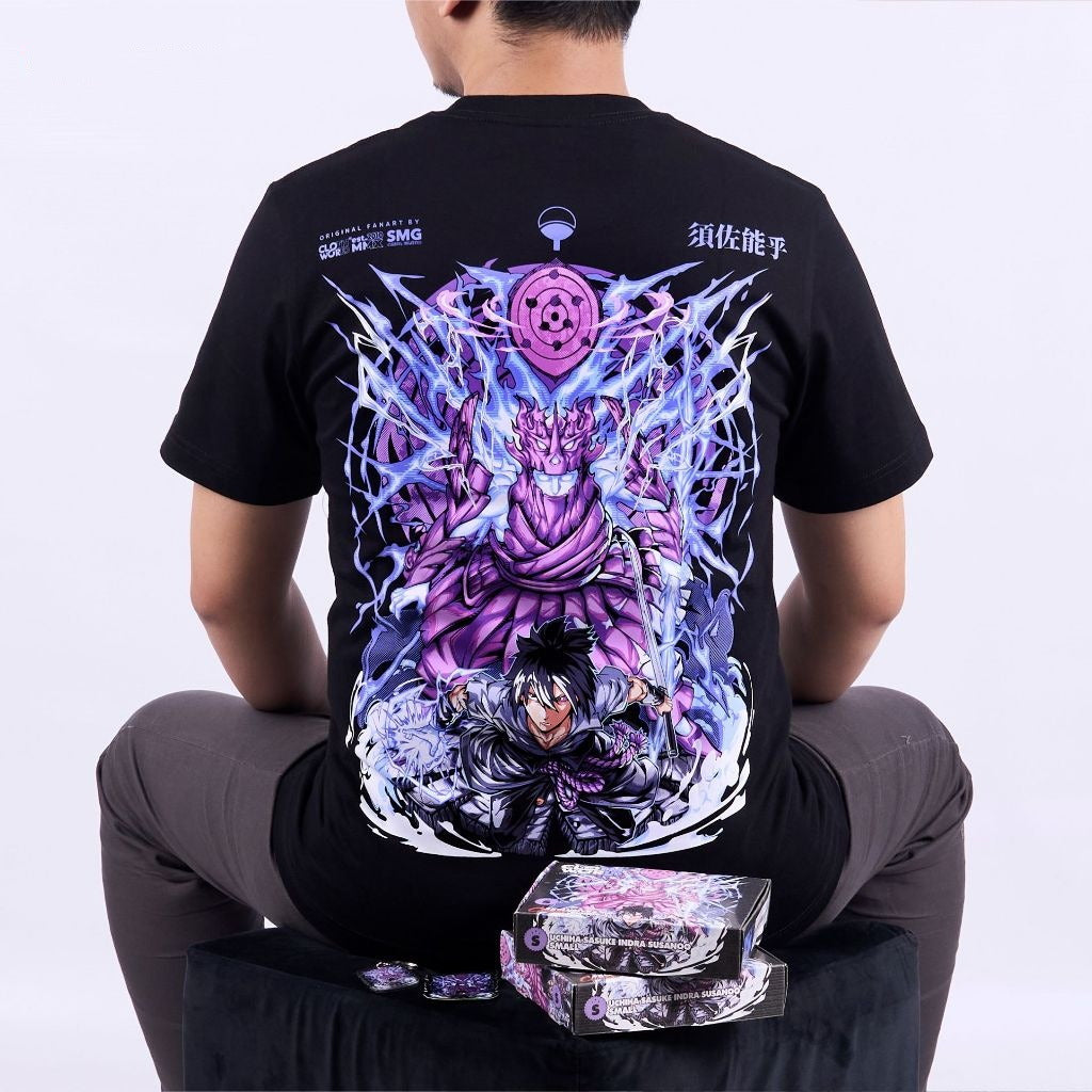Uchiha Sasuke Perfect Susanoo Mangekyo Sharingan Rinnegan An - anime t-shirt front design | Zewearsy Store