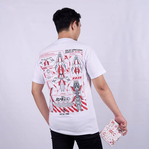 Shield of Unicorn Gundam RX-0 Mobile Suit - model wearing streetwear look | Zewearsy Store