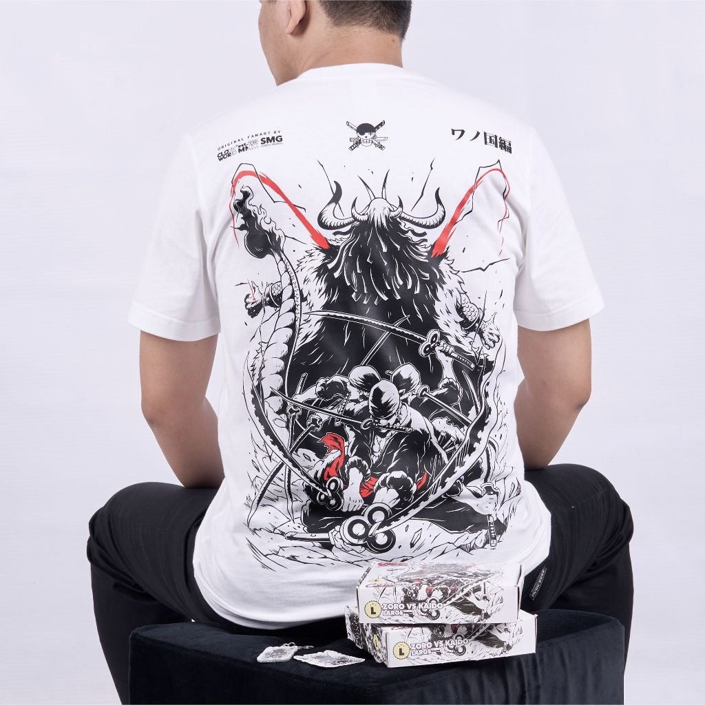 Zoro vs Kaido Kyutoryu Nine Swords Style One Piece - anime t-shirt front design | Zewearsy Store