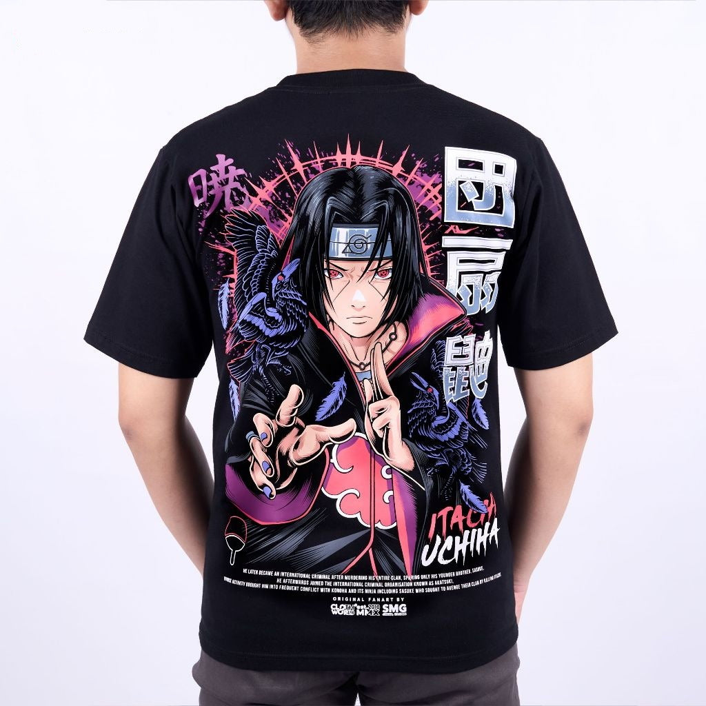 Uchiha Itachi Akatsuki Mangekyo Sharingan Anime Naruto Shipp - on model - unisex fit | Zewearsy Store