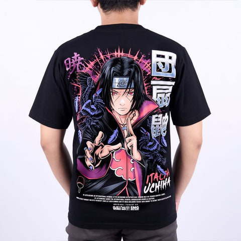 Uchiha Itachi Akatsuki Mangekyo Sharingan Anime Naruto Shipp - on model - unisex fit | Zewearsy Store