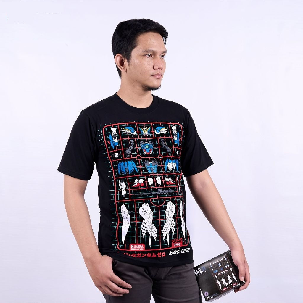 Gundam Wing Zero Custom XXXG-00W0 Gunpla Style Mobile Suit - model wearing streetwear look | Zewearsy Store